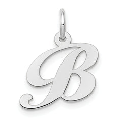 14k White Gold Small Fancy Script Letter B Initial Charm