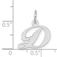 14K White Gold Small Fancy Script Letter D Initial Charm
