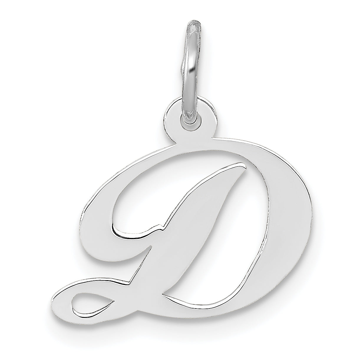 14k White Gold Small Fancy Script Letter D Initial Charm Main image