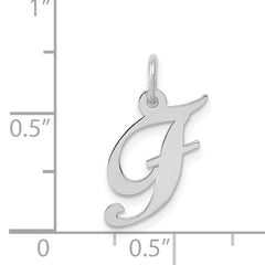 14K White Gold Small Fancy Script Initial F Charm