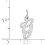 14K White Gold Small Fancy Script Initial G Charm