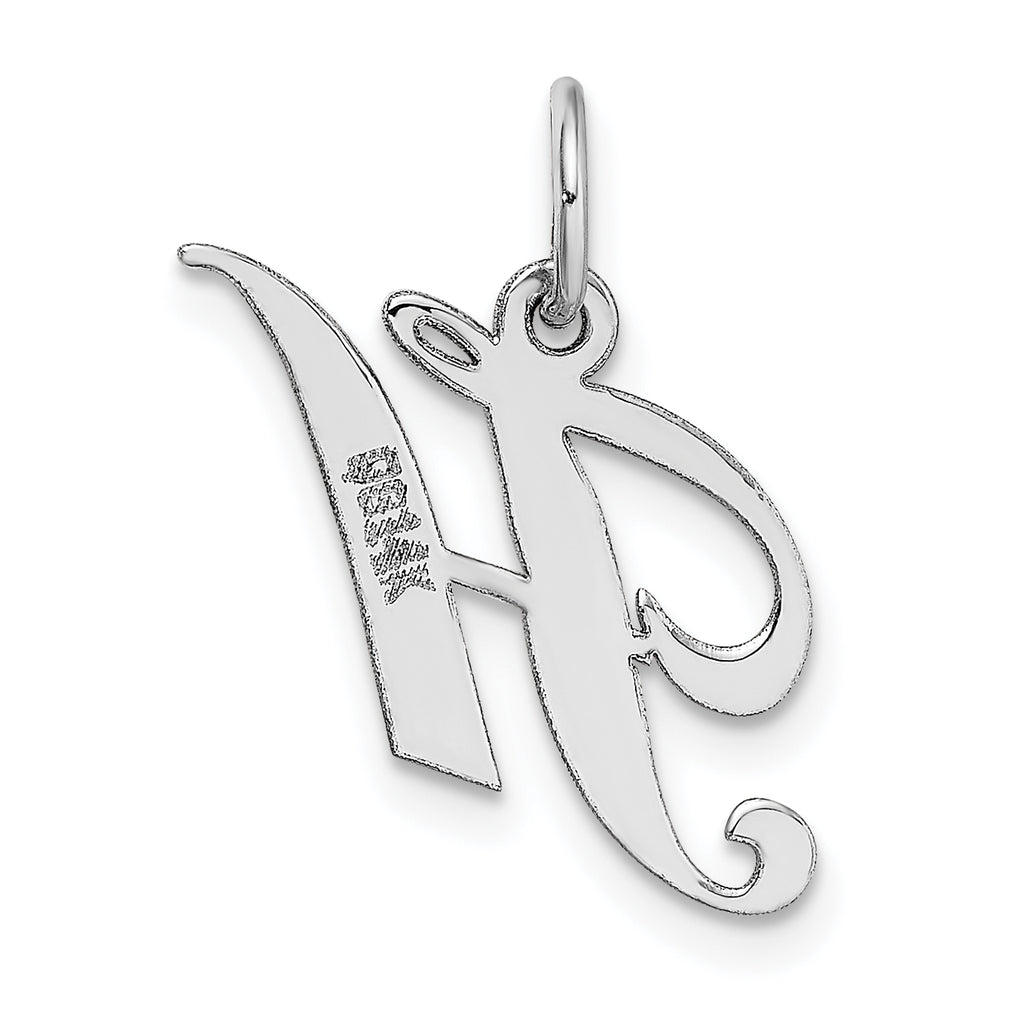 14K White Gold Small Fancy Script Initial H Charm