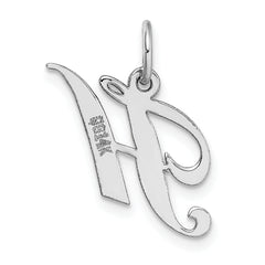 14K White Gold Small Fancy Script Initial H Charm