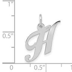 14K White Gold Small Fancy Script Initial H Charm