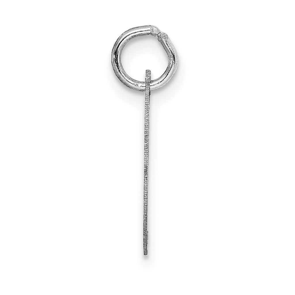 14K White Gold Small Fancy Script Initial I Charm