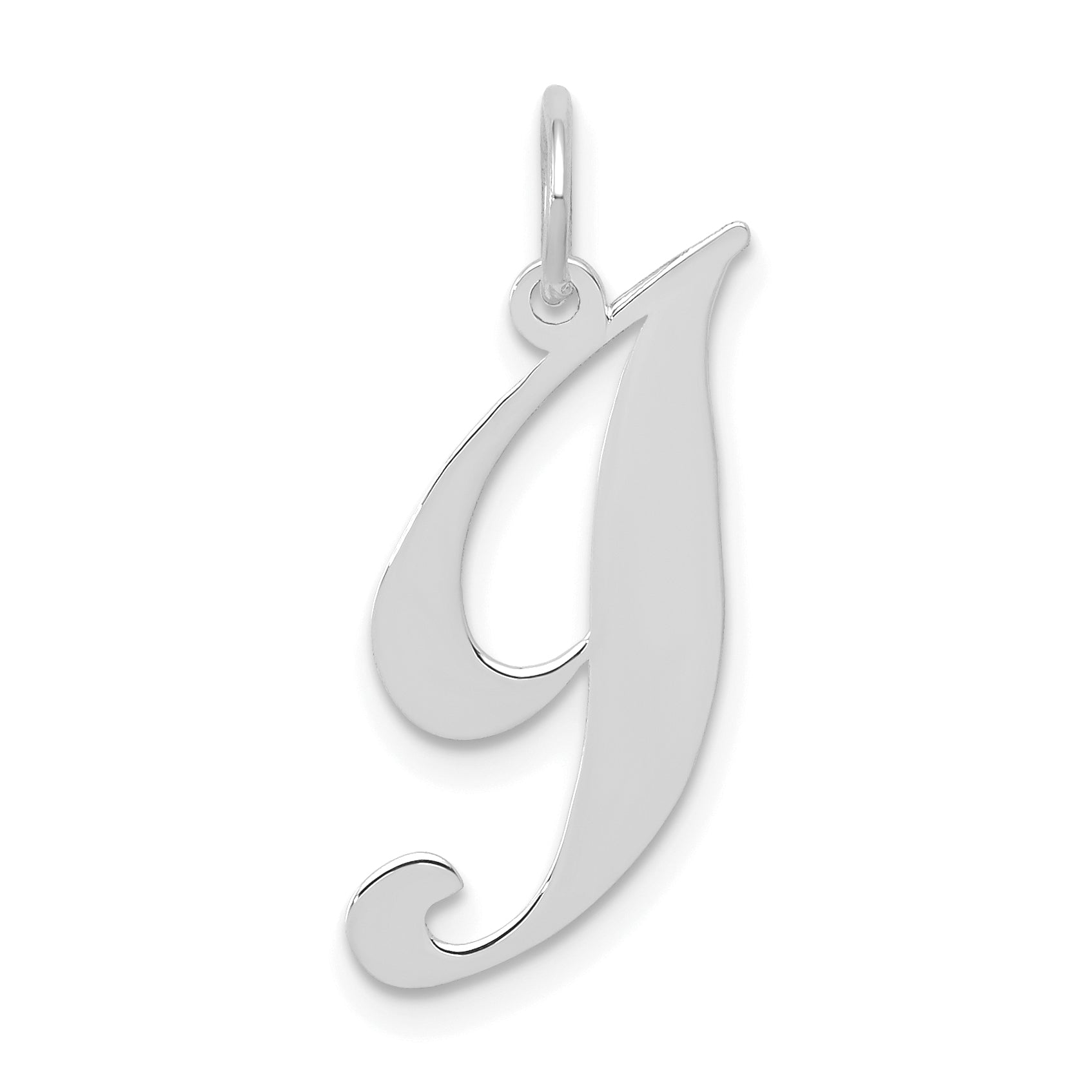14k White Gold Small Fancy Script Letter I Initial Charm Main image