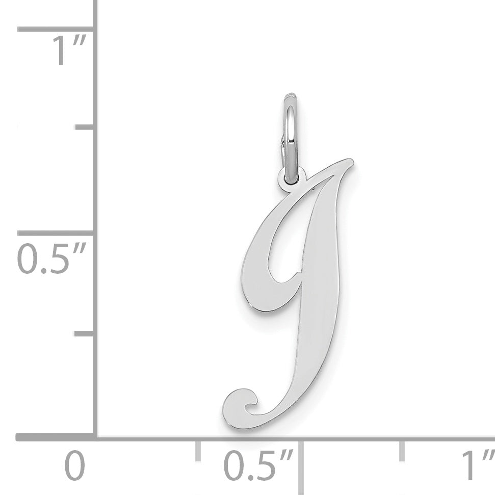 14K White Gold Small Fancy Script Initial J Charm
