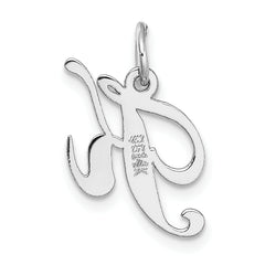 14K White Gold Small Fancy Script Initial K Charm