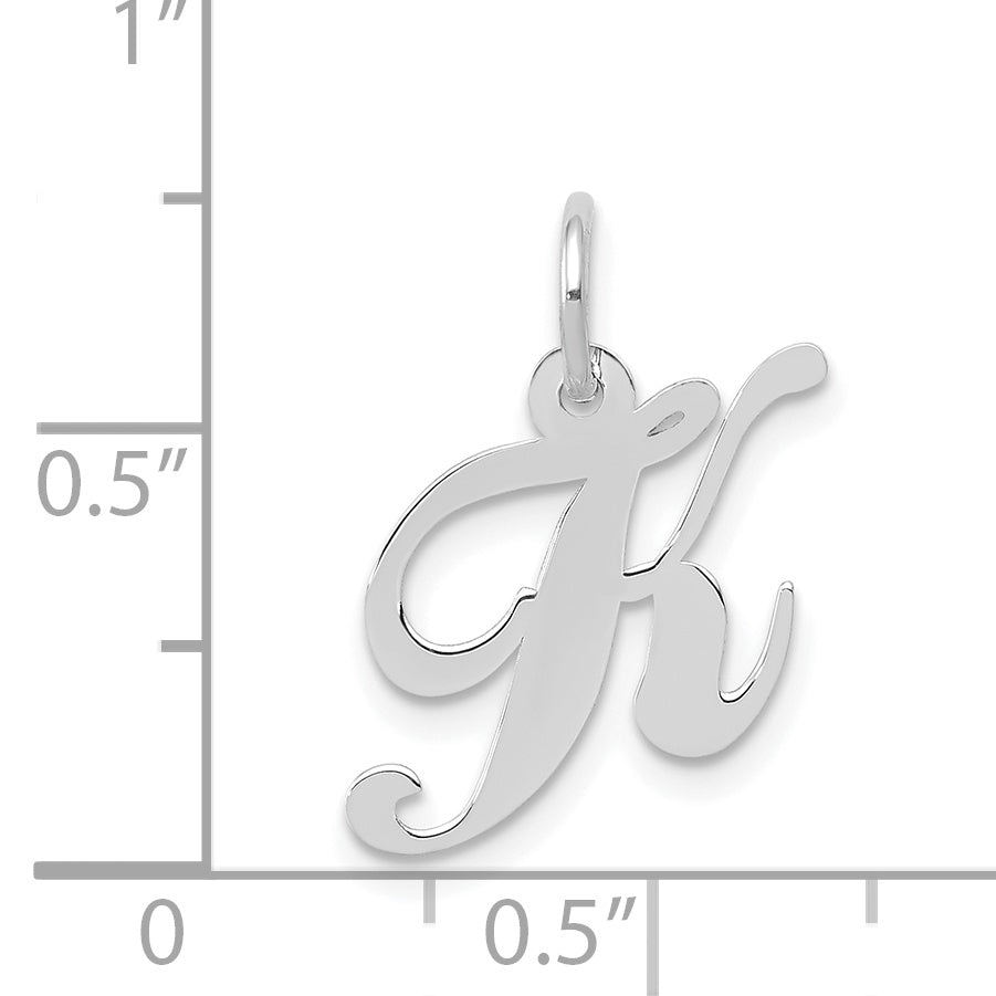 14K White Gold Small Fancy Script Initial K Charm
