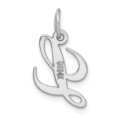 14K White Gold Small Fancy Script Initial L Charm