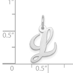 14K White Gold Small Fancy Script Initial L Charm