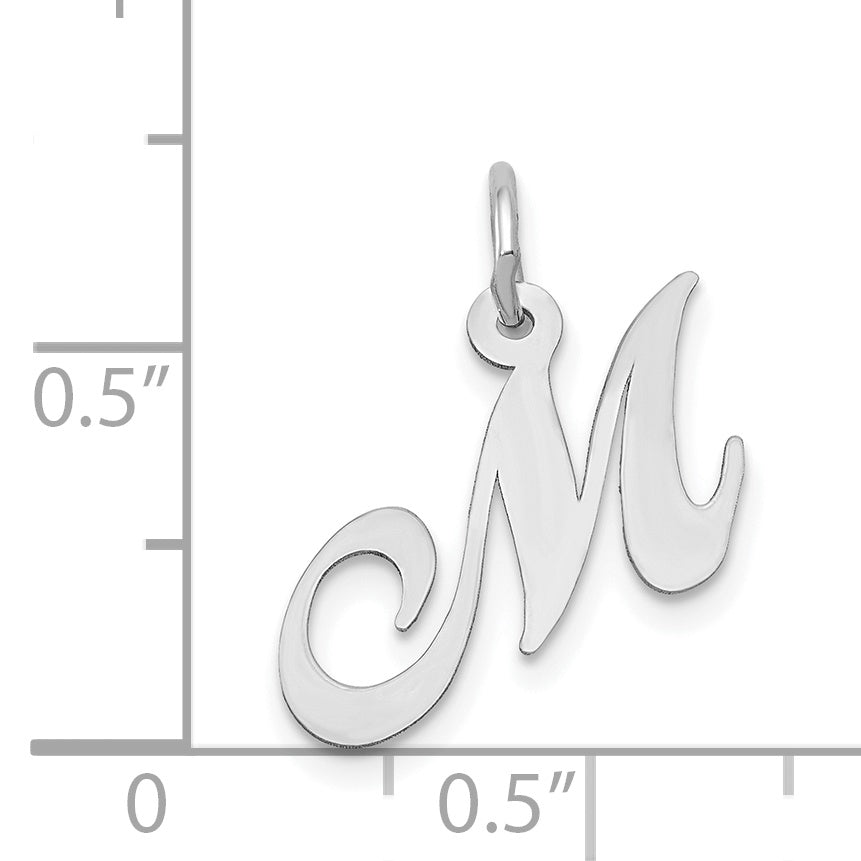 14K White Gold Small Fancy Script Initial M Charm