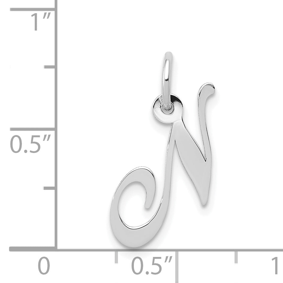 14K White Gold Small Fancy Script Initial N Charm Secondary image
