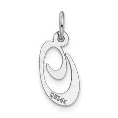 14K White Gold Small Fancy Script Initial O Charm