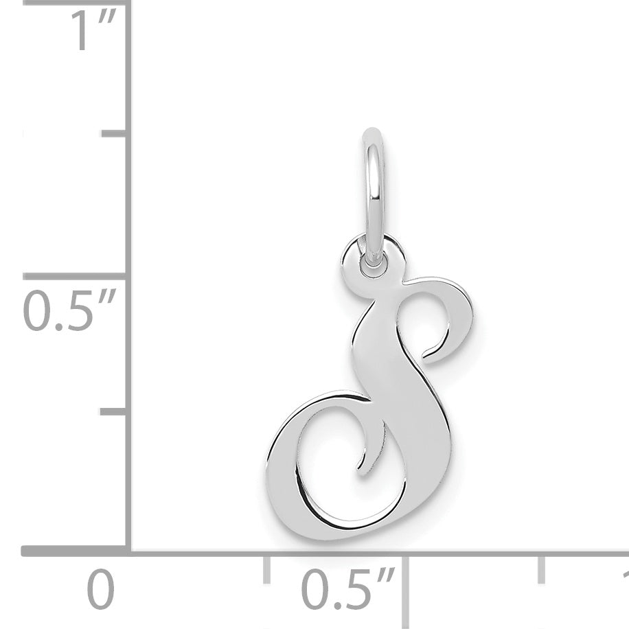 14K White Gold Small Fancy Script Initial S Charm