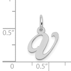 14K White Gold Small Fancy Script Initial V Charm