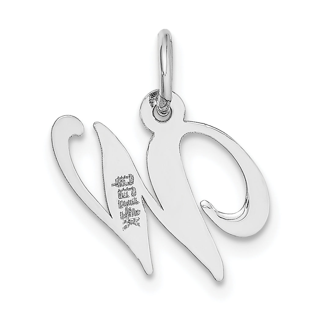 14K White Gold Small Fancy Script Initial W Charm
