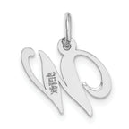 14K White Gold Small Fancy Script Initial W Charm