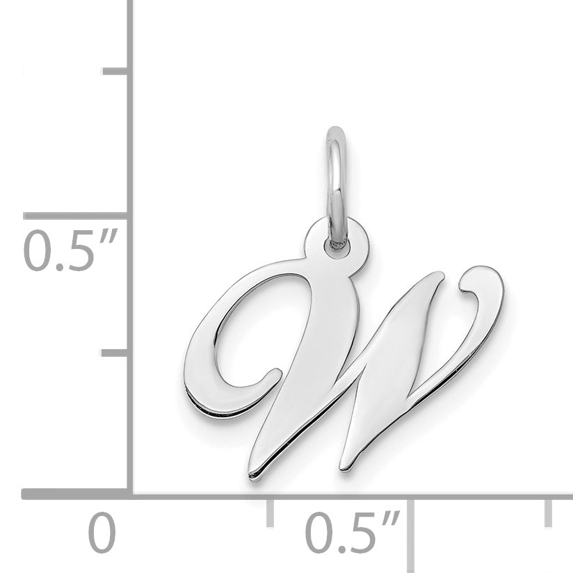 14K White Gold Small Fancy Script Initial W Charm