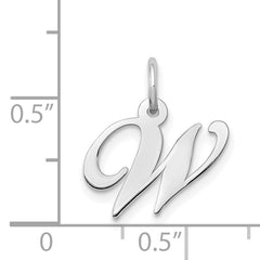 14K White Gold Small Fancy Script Initial W Charm