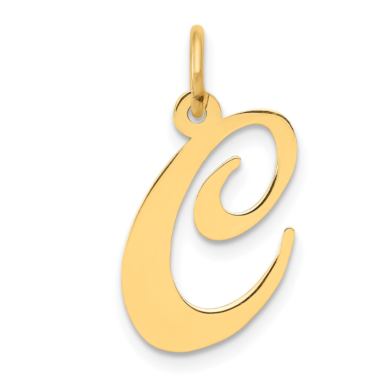 14K Medium Fancy Script Letter C Initial Charm Main image