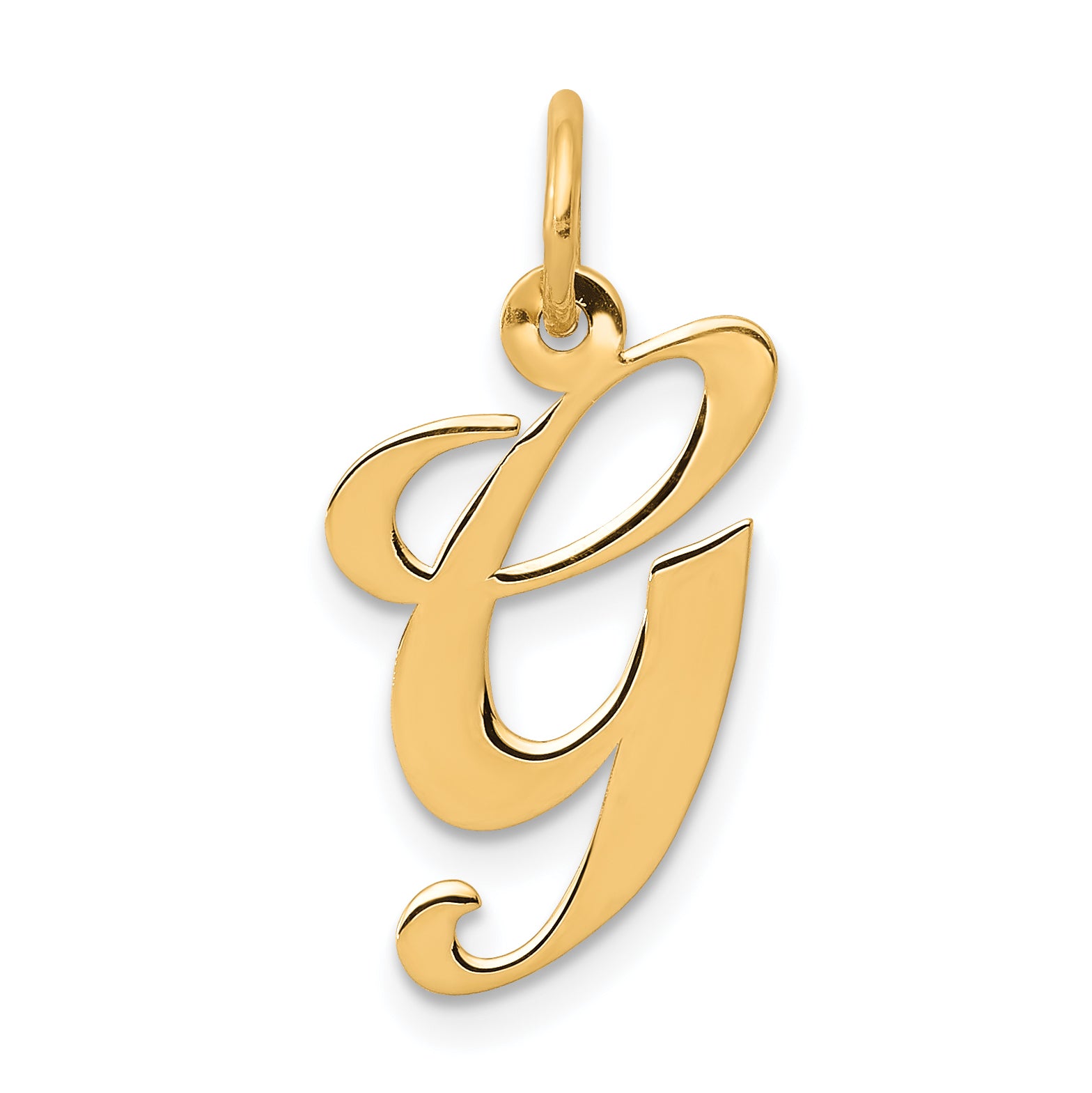 14K Medium Fancy Script Letter G Initial Charm Main image