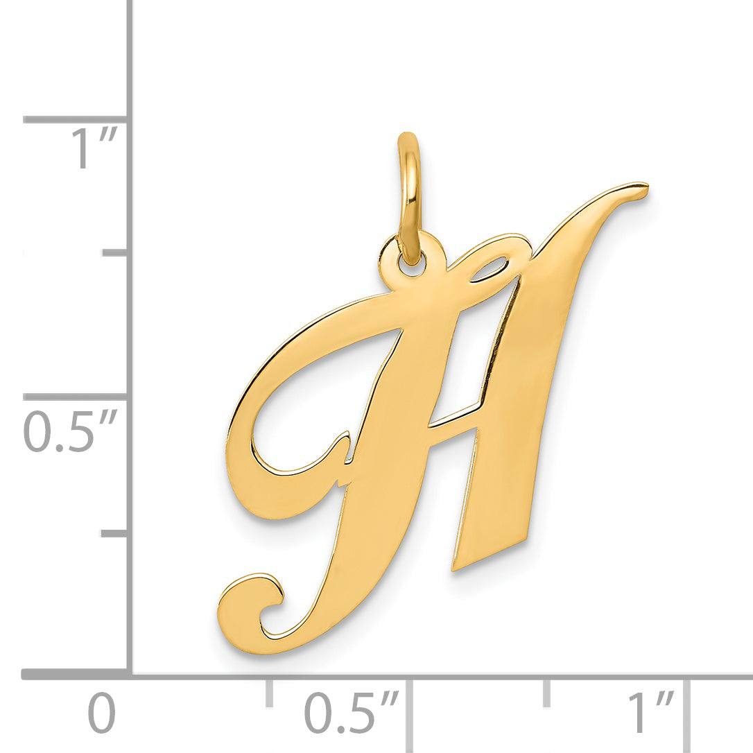 14K Medium Fancy Script Initial H Charm