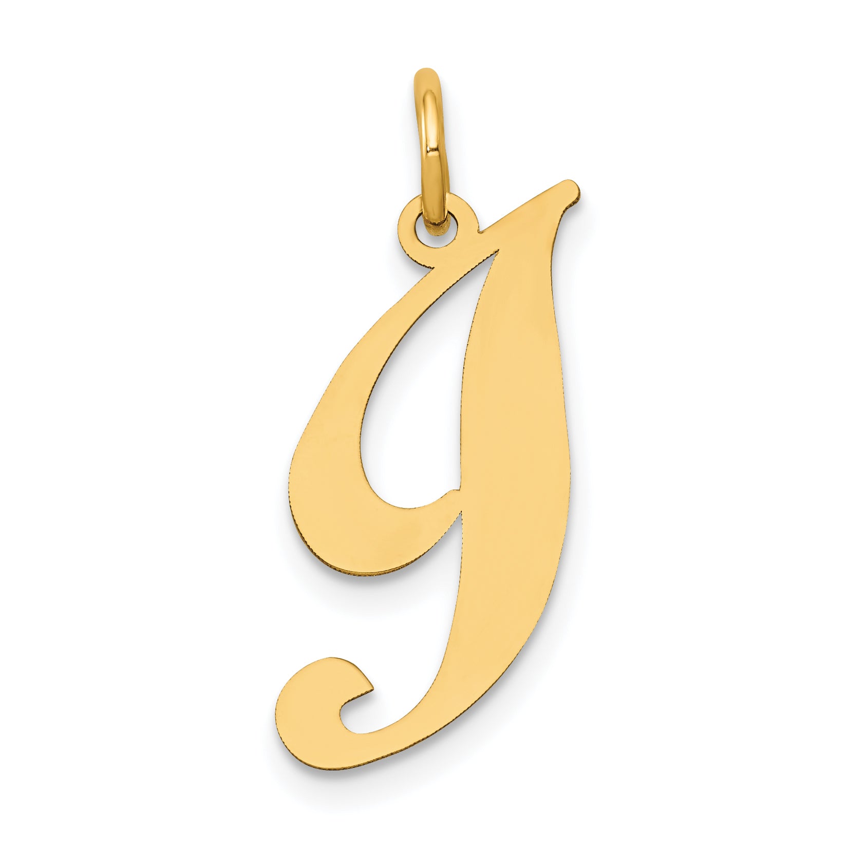 14K Medium Fancy Script Letter I Initial Charm Main image