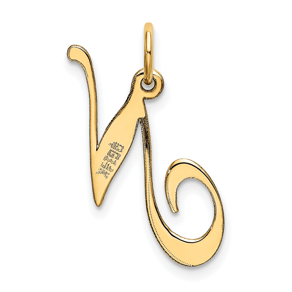 14K Medium Fancy Script Initial N Charm