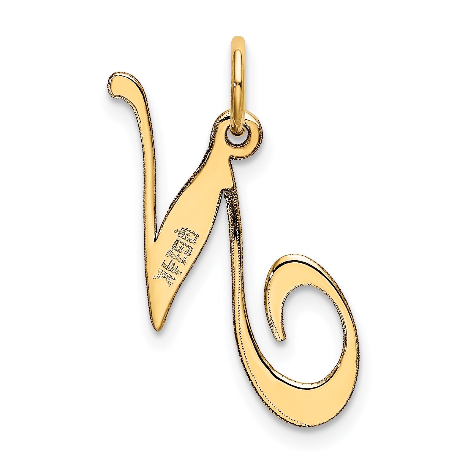 14K Medium Fancy Script Initial N Charm