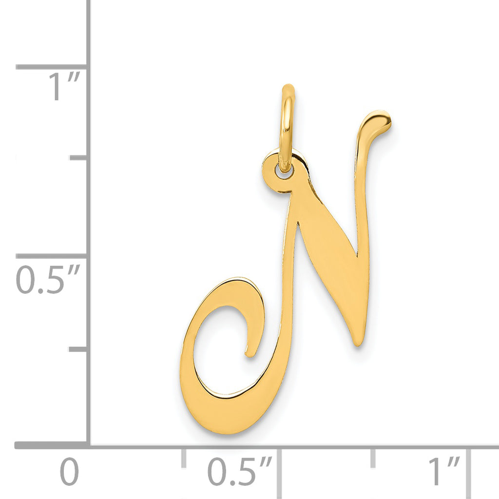 14K Medium Fancy Script Initial N Charm