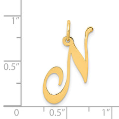 14K Medium Fancy Script Initial N Charm