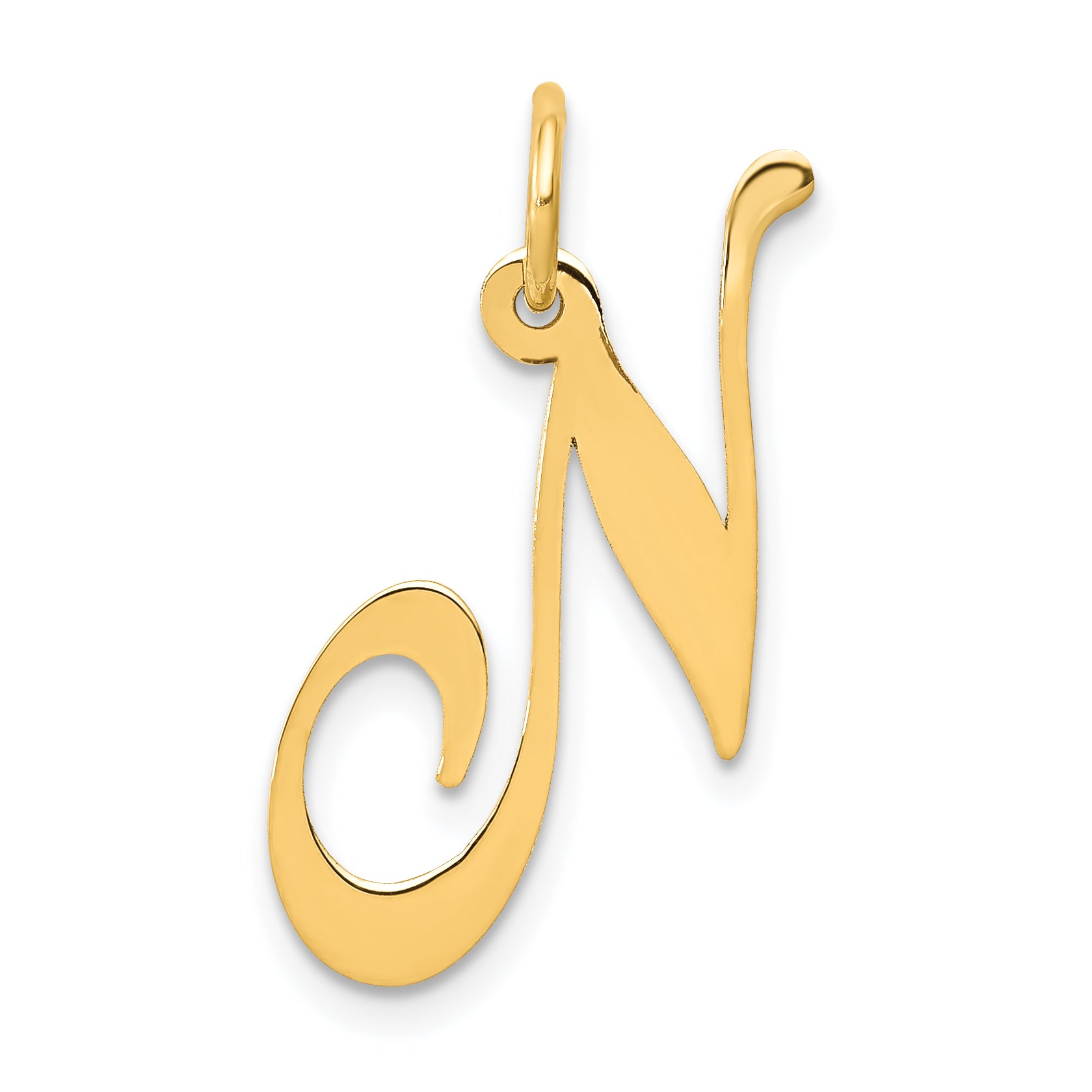 14K Medium Fancy Script Letter N Initial Charm Main image