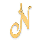 14K Medium Fancy Script Letter N Initial Charm