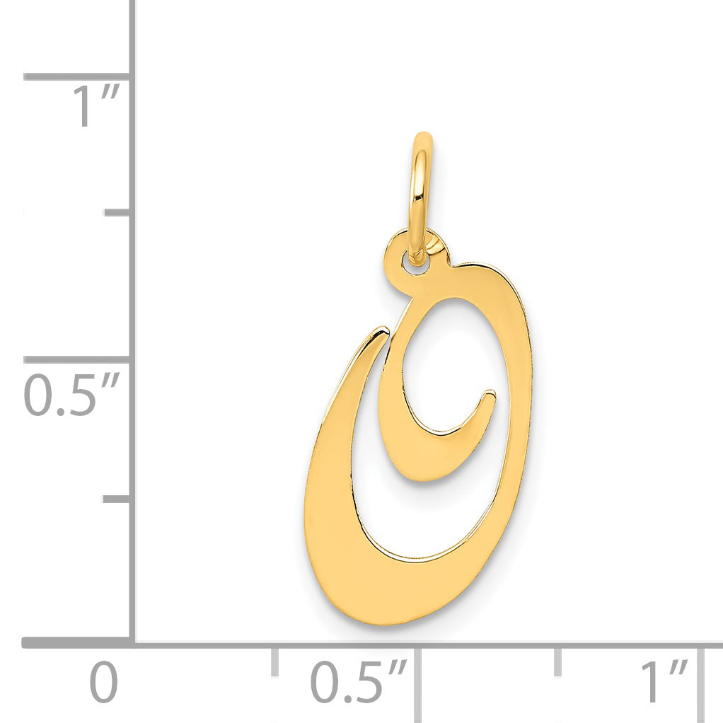 14K Medium Fancy Script Initial O Charm