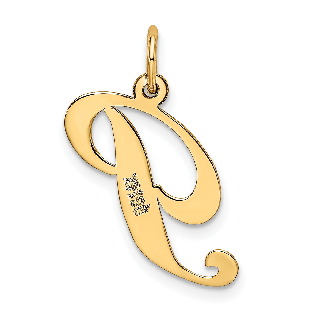 14K Medium Fancy Script Initial P Charm