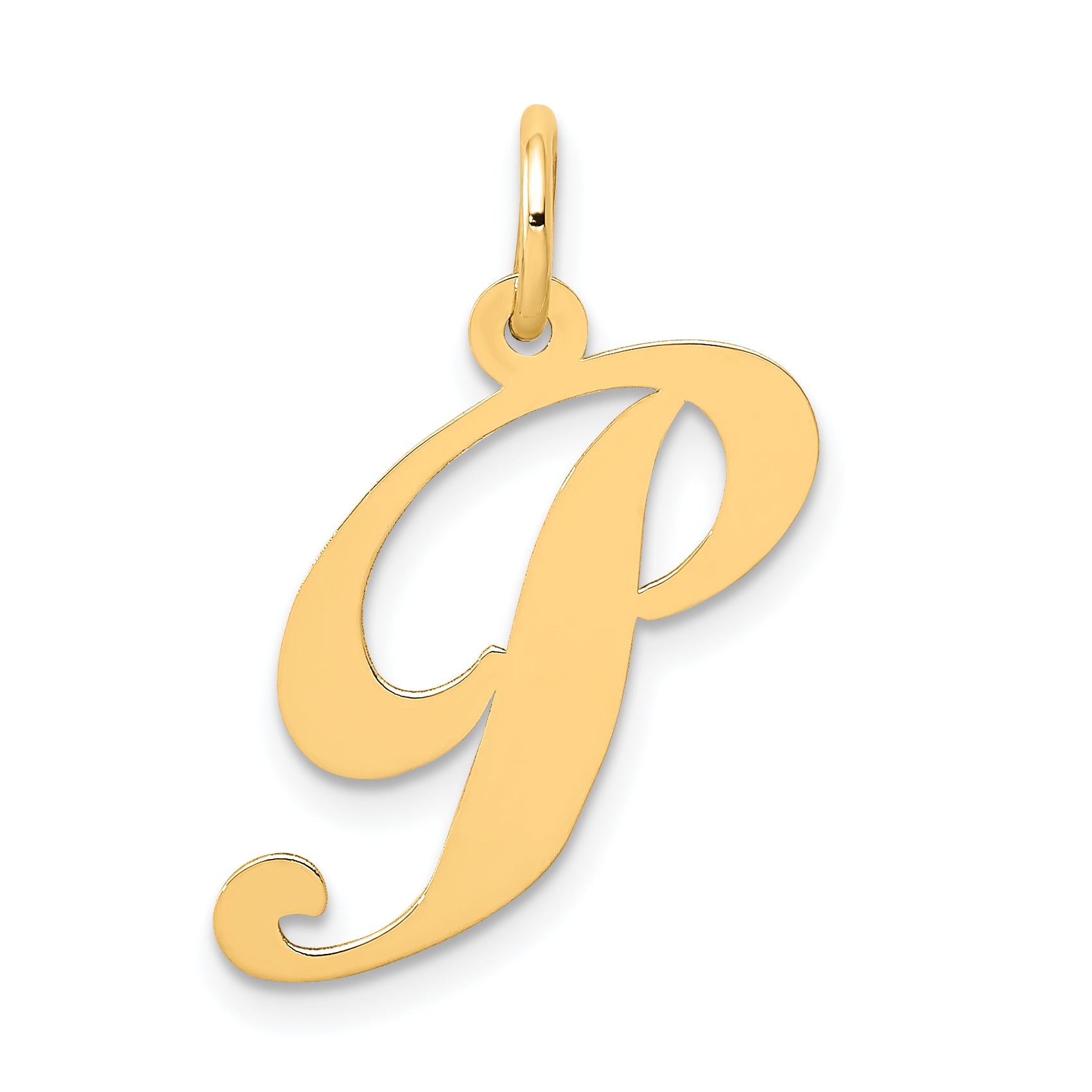 14K Medium Fancy Script Letter P Initial Charm Main image