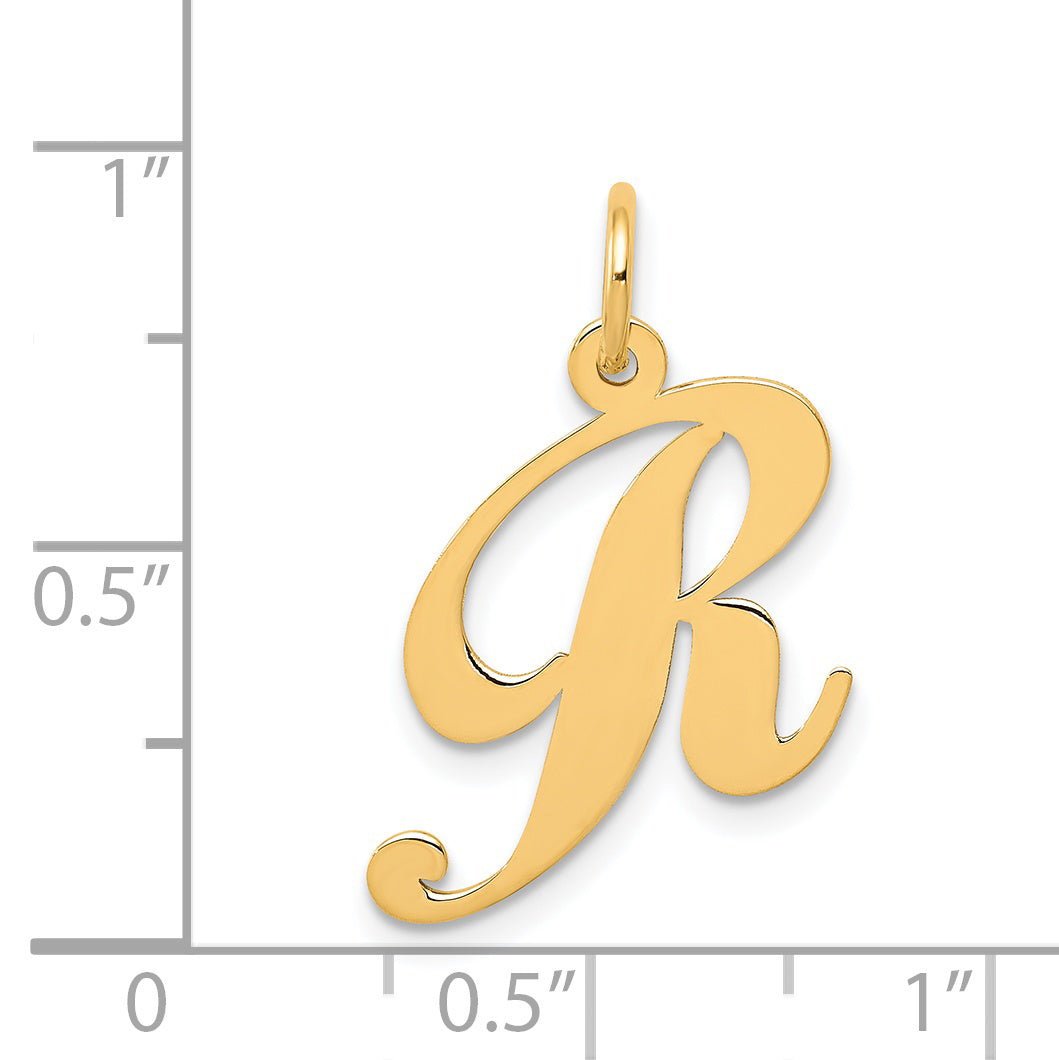 14K Medium Fancy Script Initial R Charm