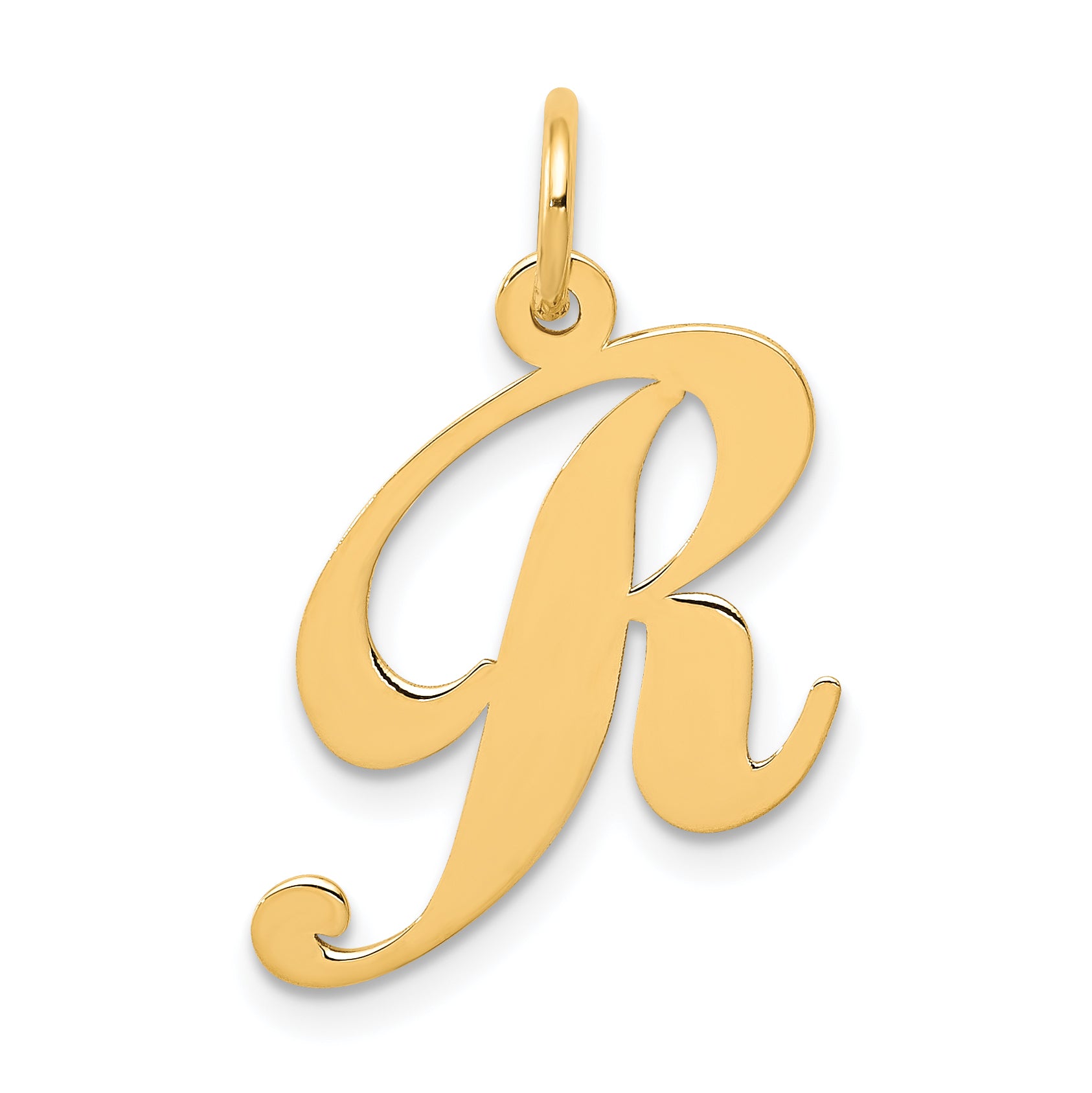 14K Medium Fancy Script Letter R Initial Charm Main image