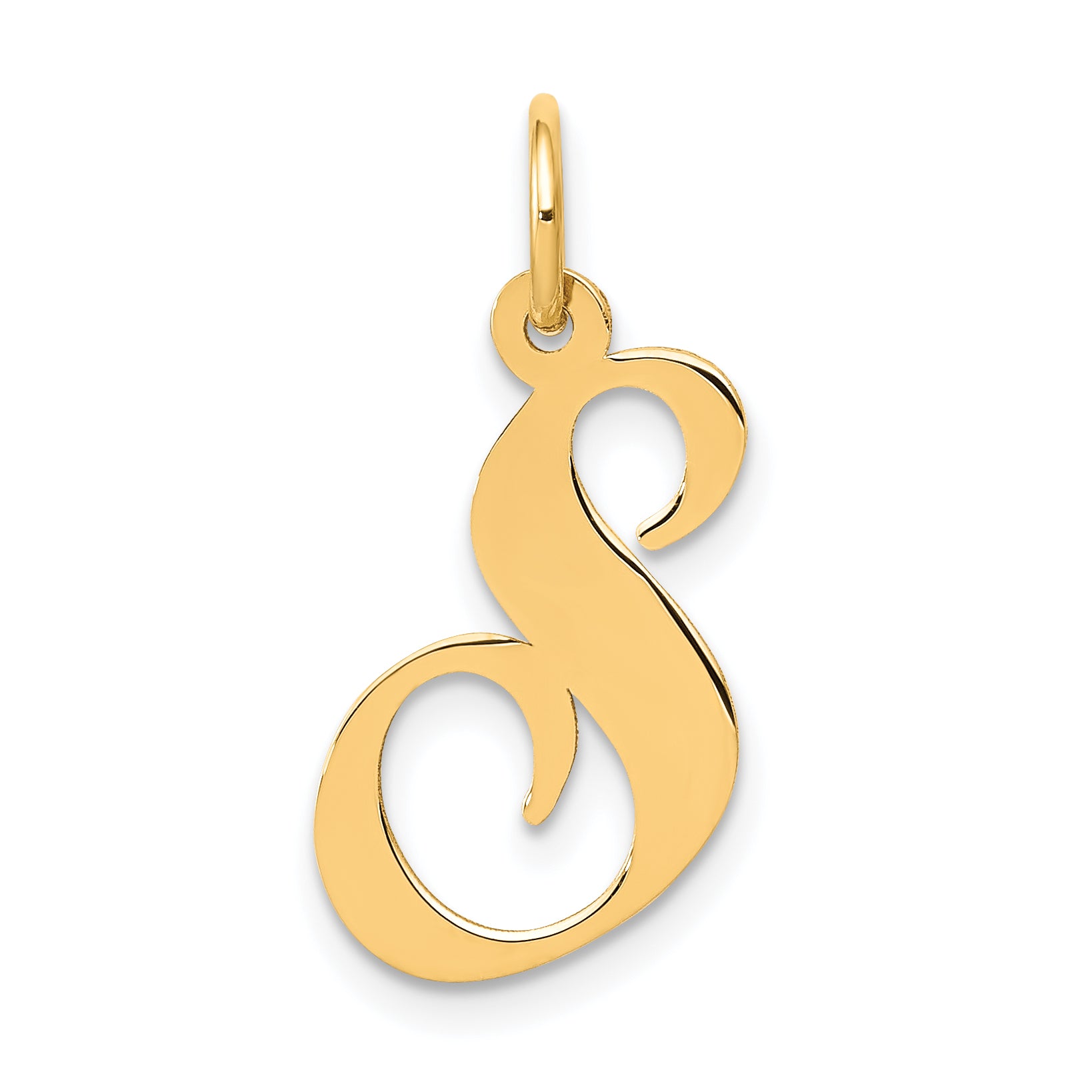 14K Medium Fancy Script Letter S Initial Charm