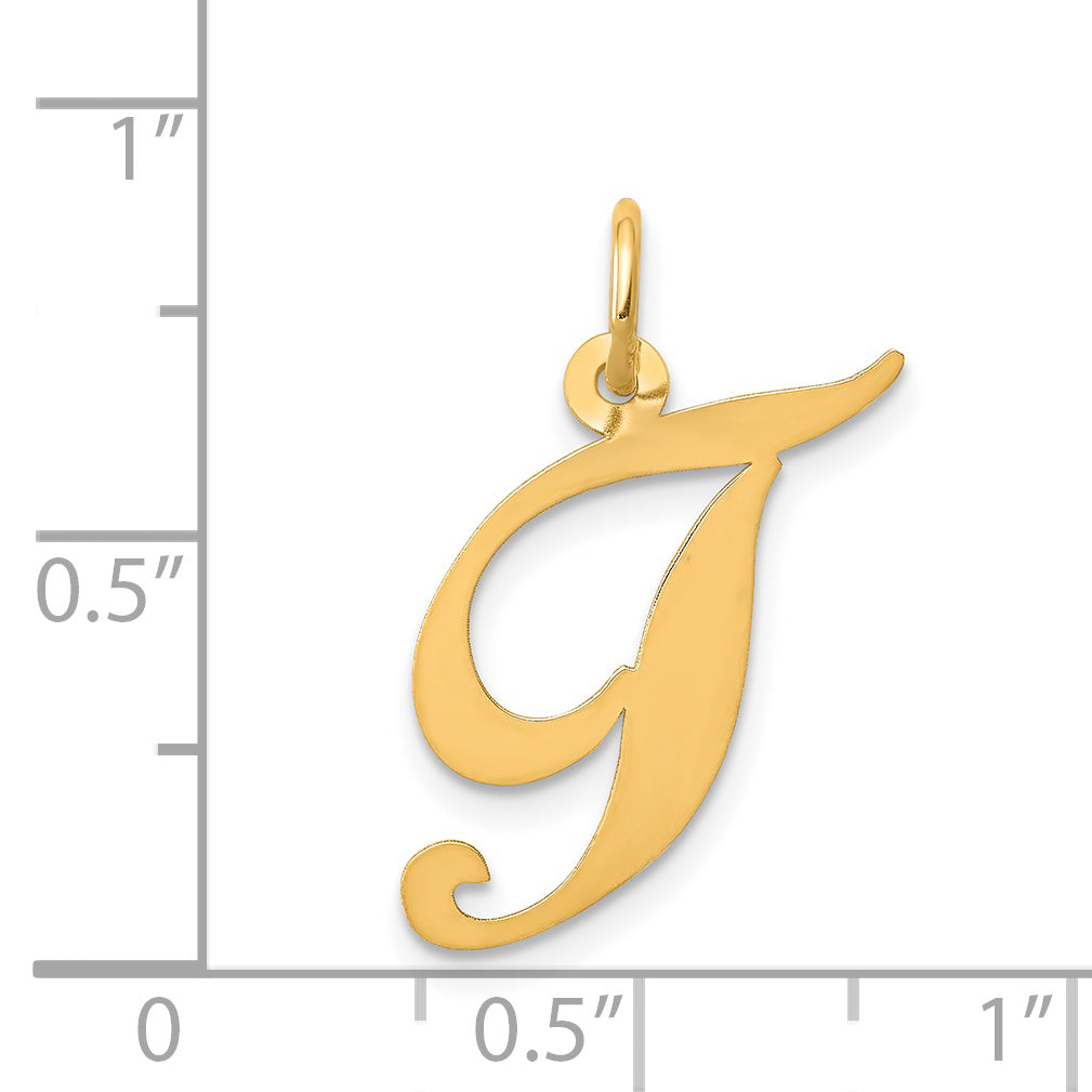 14K Medium Fancy Script Initial T Charm