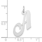 14K White Gold Medium Fancy Script Letter A Initial Charm