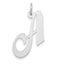 14k White Gold Medium Fancy Script Letter A Initial Charm
