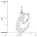 14K White Gold Medium Fancy Script Letter C Initial Charm