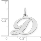 14K White Gold Medium Fancy Script Letter D Initial Charm