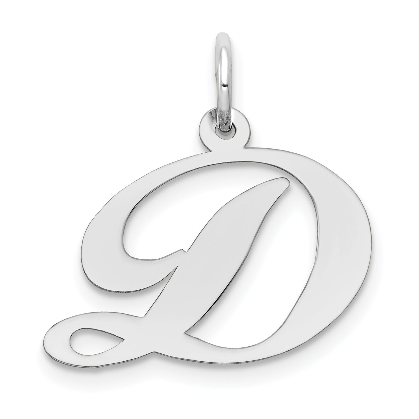 14k White Gold Medium Fancy Script Letter D Initial Charm Main image