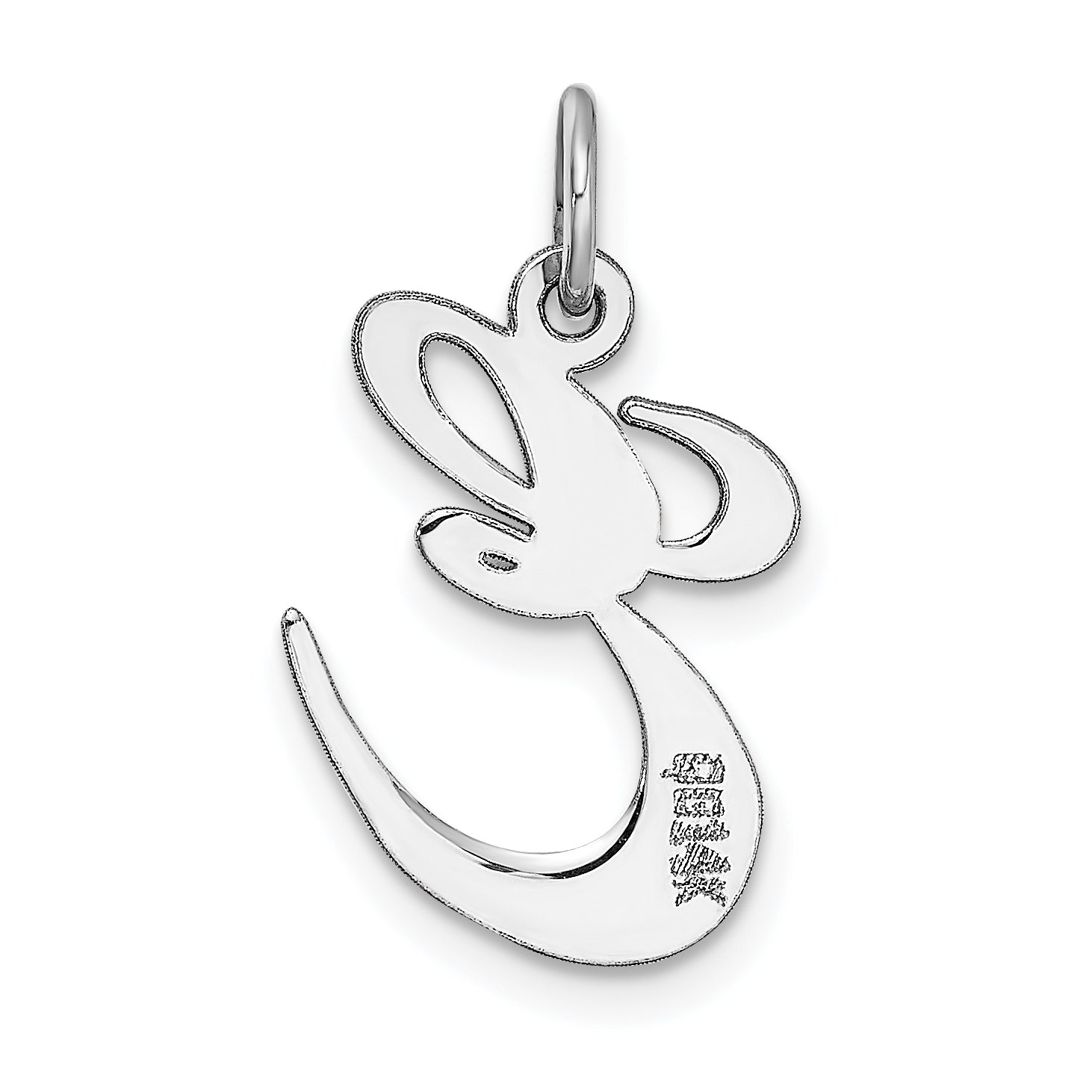 14K White Gold Medium Fancy Script Initial E Char