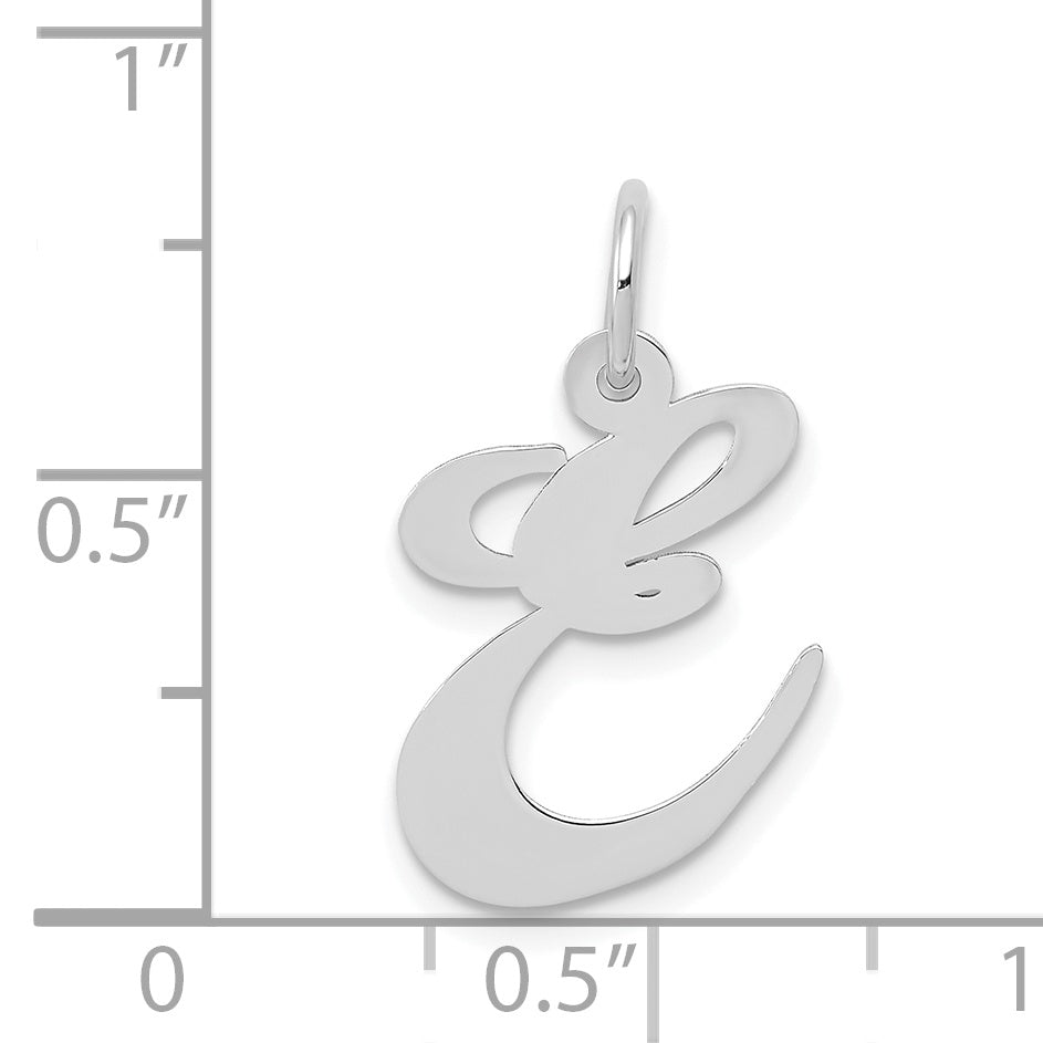 14K White Gold Medium Fancy Script Initial E Char