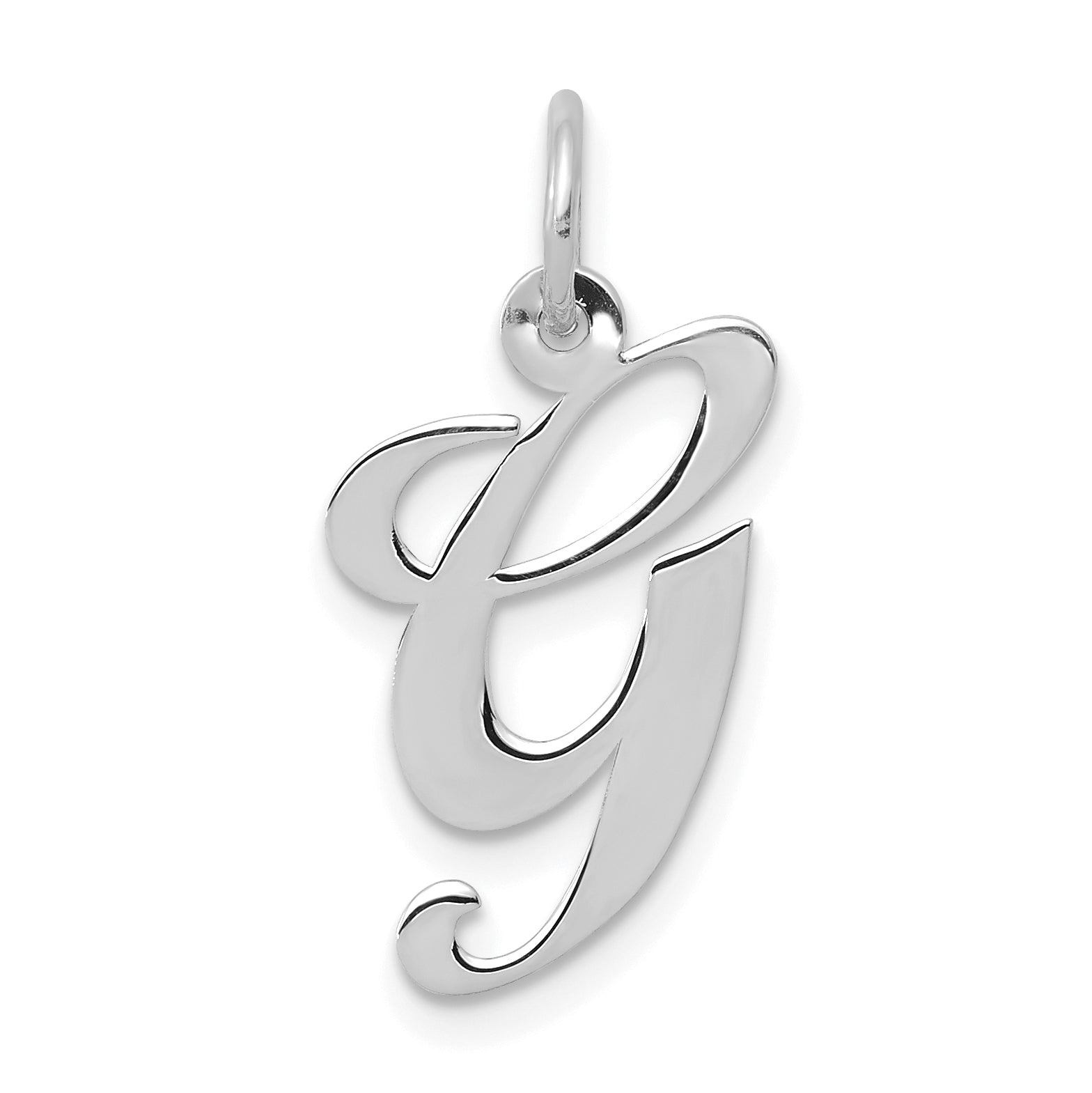 14K White Gold Medium Fancy Script Letter G Initial Charm Main image