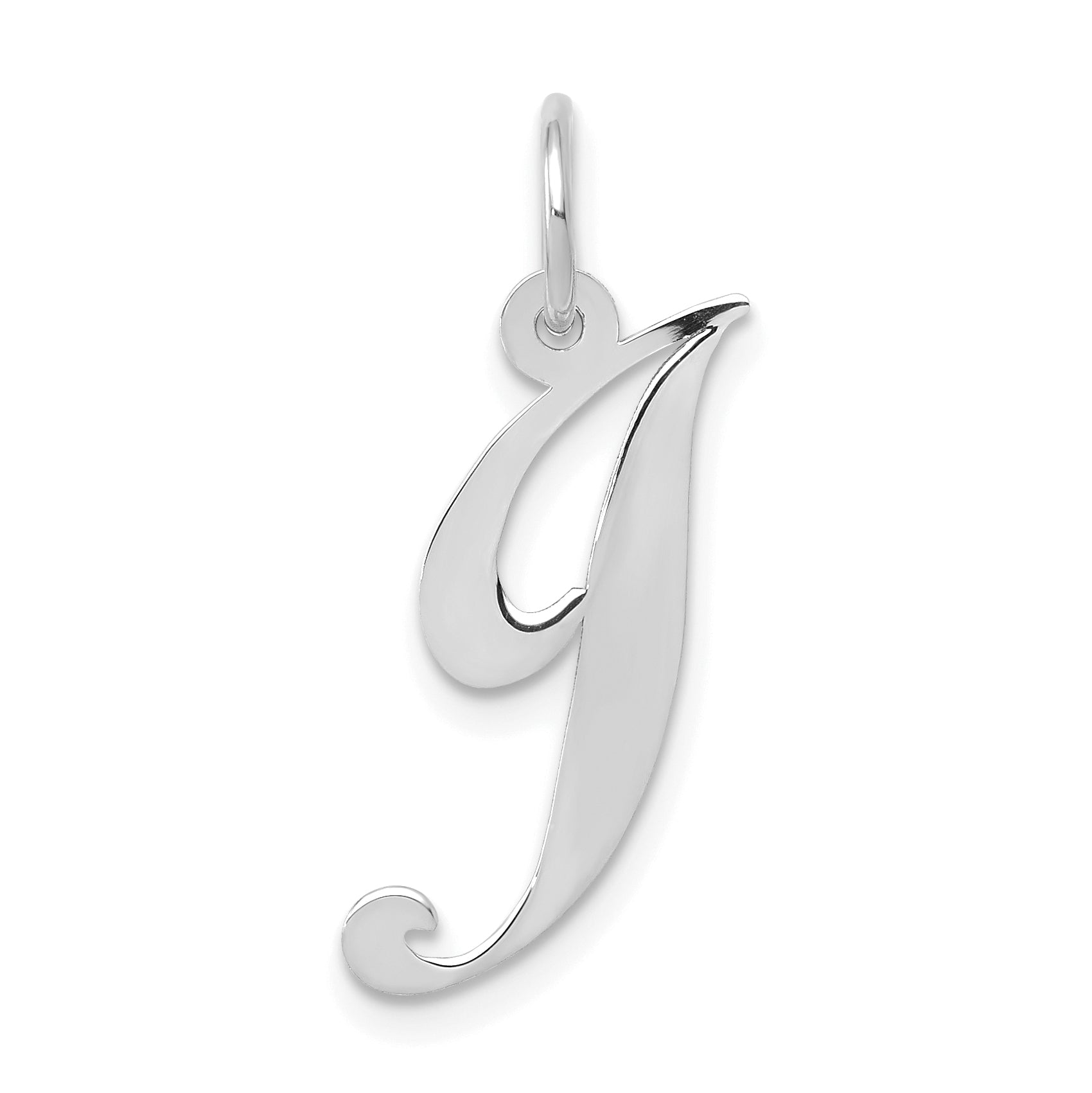 14K White Gold Medium Fancy Script Letter J Initial Charm Main image